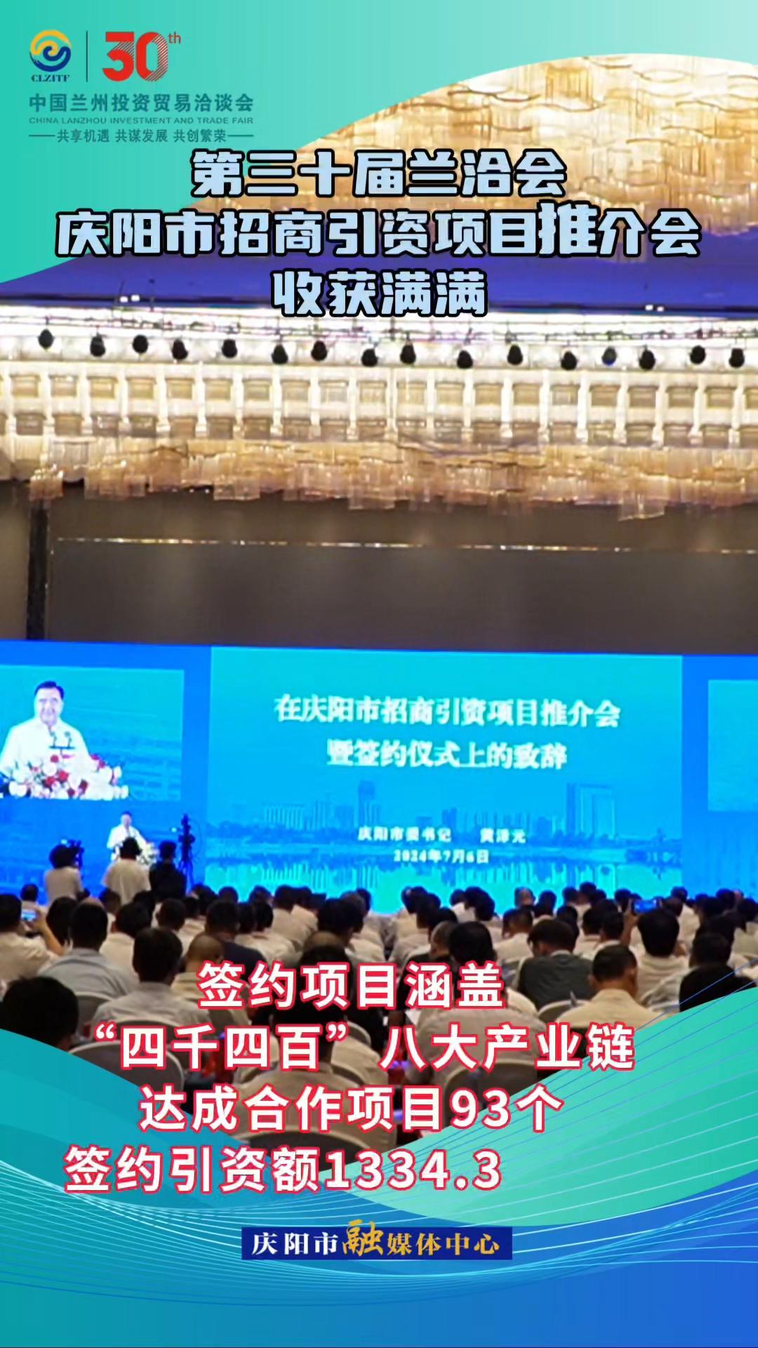 第三十屆蘭洽會慶陽市招商引資項(xiàng)目推介會收獲滿滿！